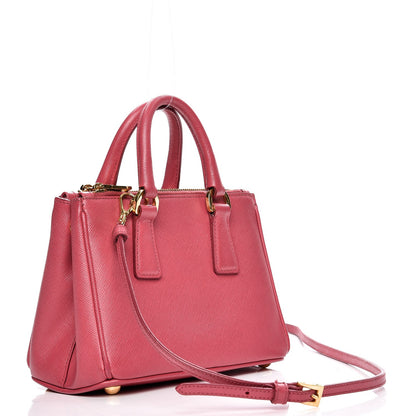 Prada Saffiano Lux Micro Galleria Double Zip Tote Peonia 3 of 8