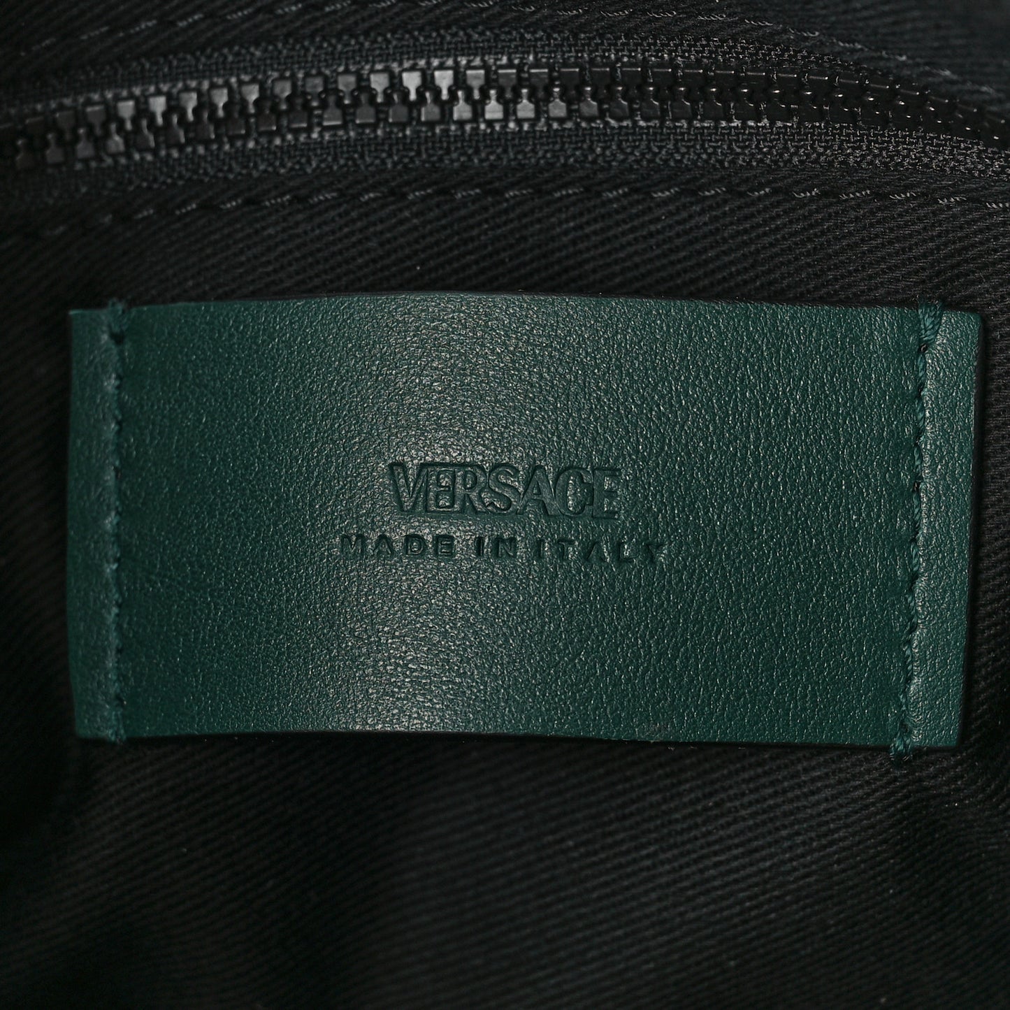 Calfskin Medusa Biggie Clutch Green