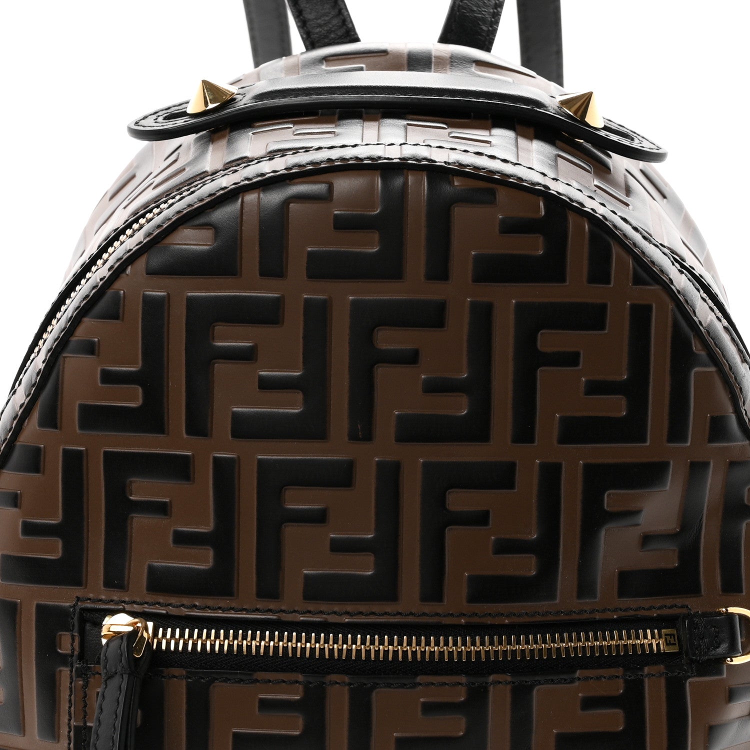 Fendi Vitello Bi-Color FF 1974 Embossed Mini Backpack Maya Black 7 of 9