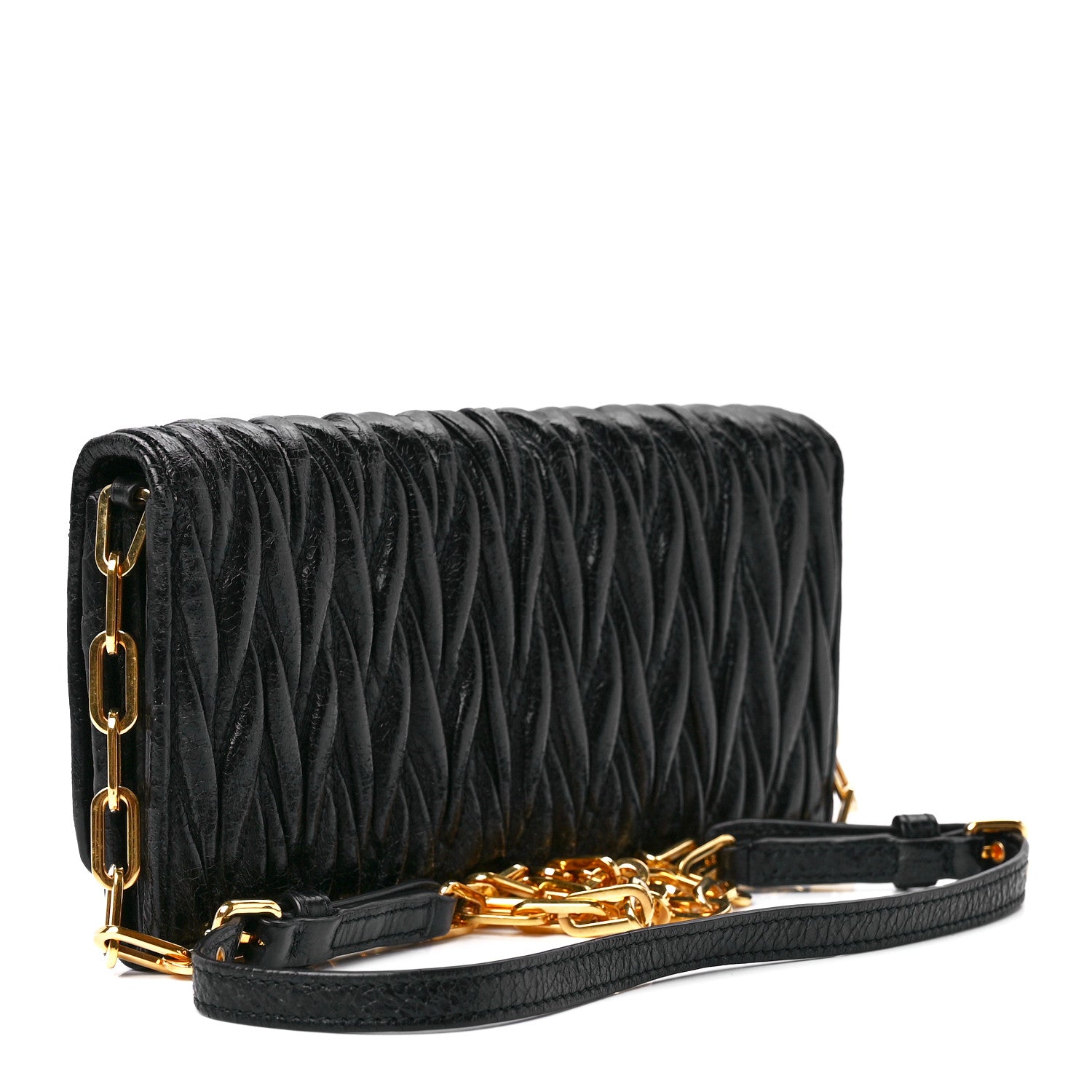 Miu Miu Nappa Matelasse Wallet On Chain Black 3 of 10