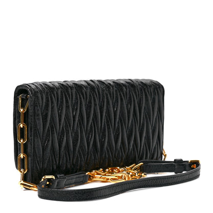 Miu Miu Nappa Matelasse Wallet On Chain Black 3 of 10