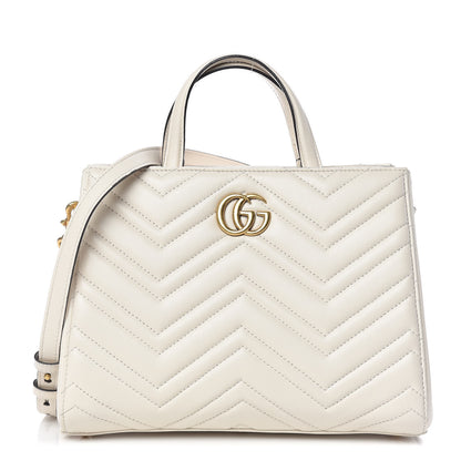 Gucci Calfskin Matelasse Small GG Marmont Tote White 1 of 16