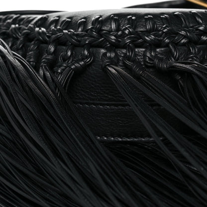 Christian Dior Grained Calfskin Large Fringe Bobby Flap Black 6 of 7