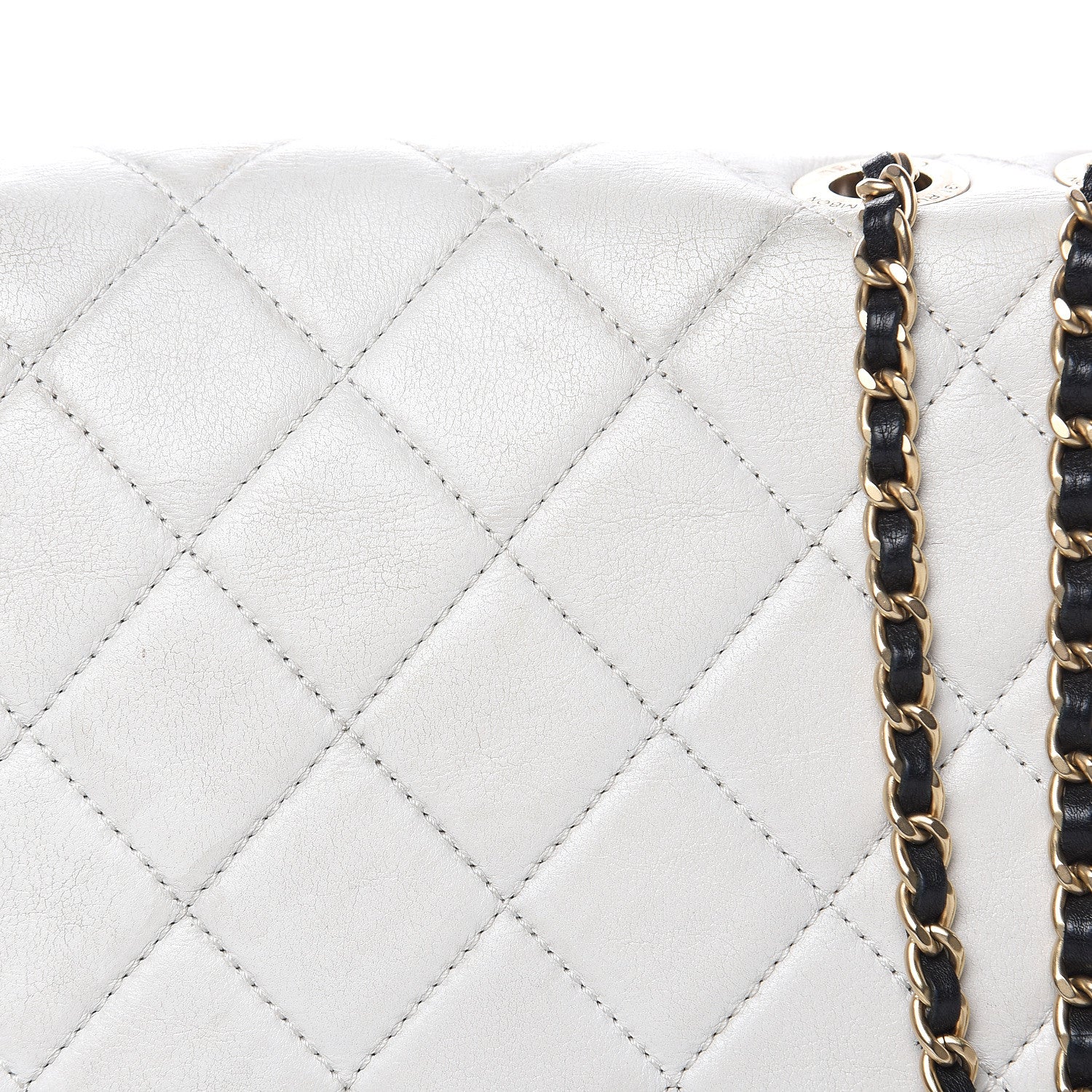 Chanel Lambskin Quilted Graphic Medium Flap White Black 12 of 17