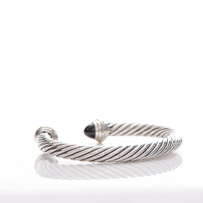 David Yurman Sterling Silver 14K Yellow Gold Black Onyx 7mm Cable Classics Bracelet 3 of 4