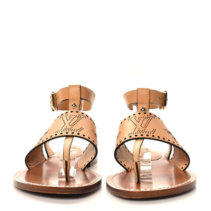 Louis Vuitton Soft Calfskin Perforated Horizon Flat Sandals 36.5 Natural 3 of 9
