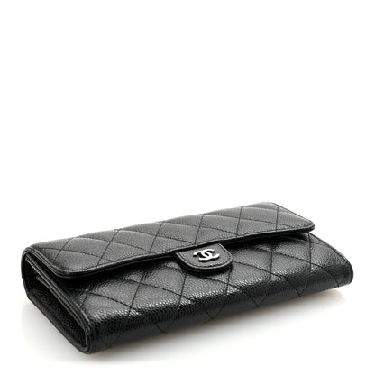 Chanel Caviar Quilted Large Gusset Flap Wallet Black 4 of 9