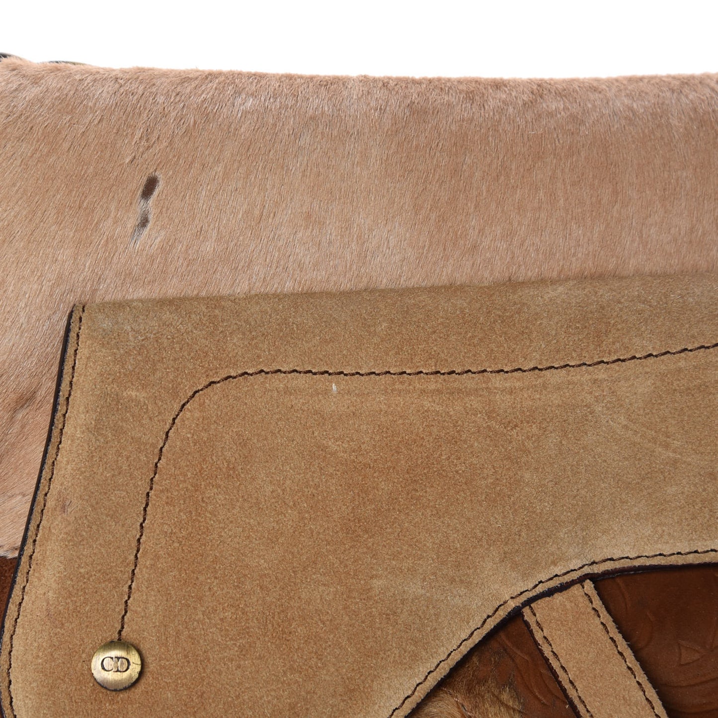 Suede Pony Hair Saddle Bag Brown