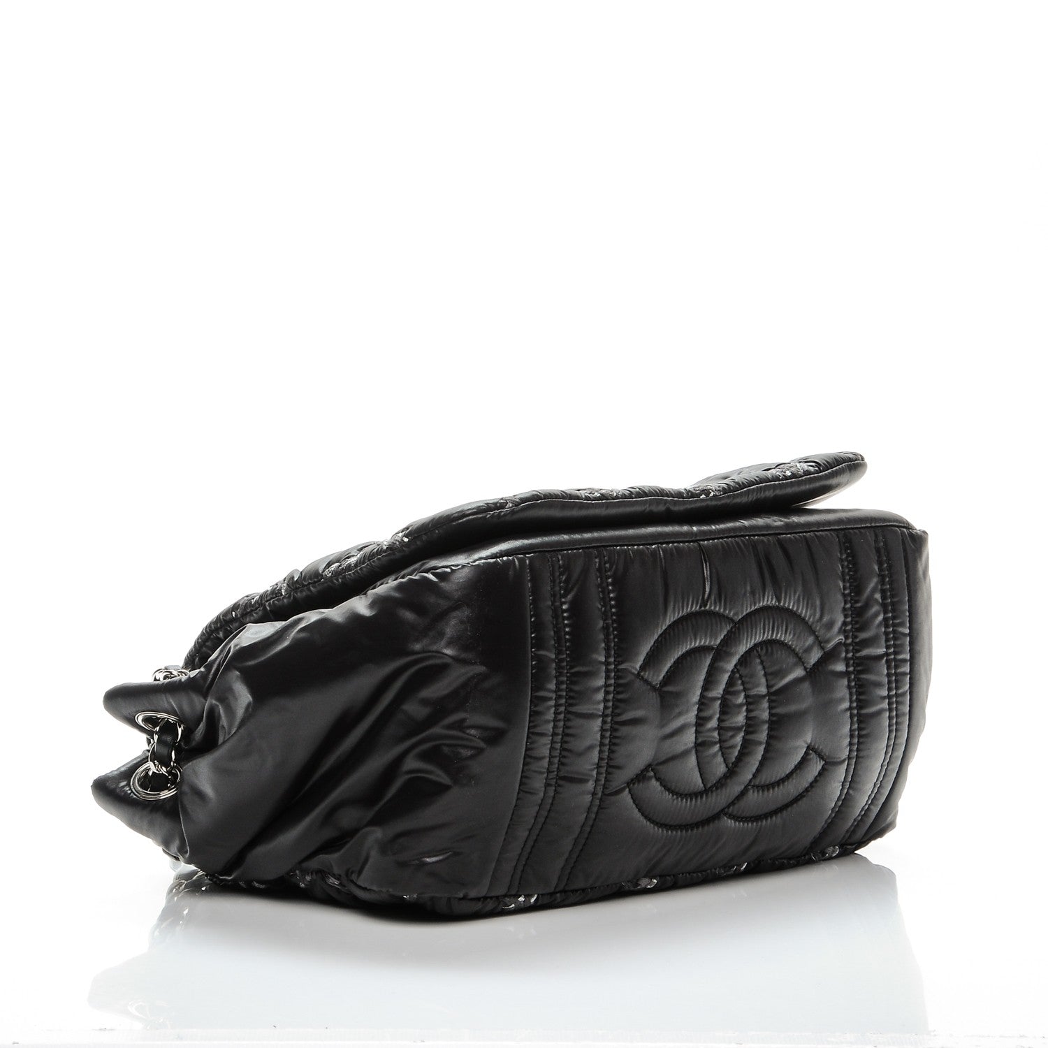 Chanel Nylon Quilted Tweed Stitch Bubble Flap Black 4 of 7