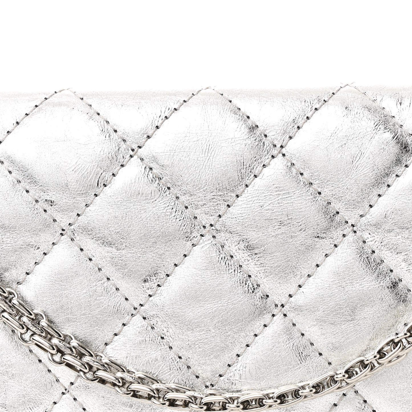 Metallic Aged Calfskin Quilted 2.55 Reissue 227 Flap Silver