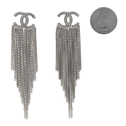 Chanel Baguette Crystal CC Chain Drop Earrings Silver 2 of 4