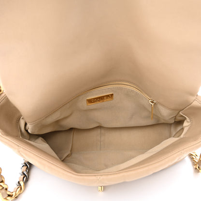 Chanel Lambskin Quilted Large Chanel 19 Flap Dark Beige 5 of 12