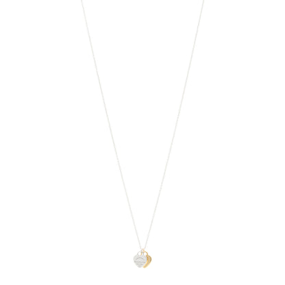 Tiffany Sterling Silver 18K Yellow Gold Mini Return to Tiffany Double Heart Tag Pendant Necklace 1 of 5