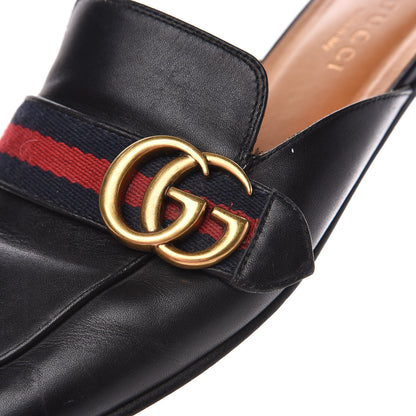 Gucci Calfskin Web Womens Peyton GG Slippers 36.5 Black 10 of 12