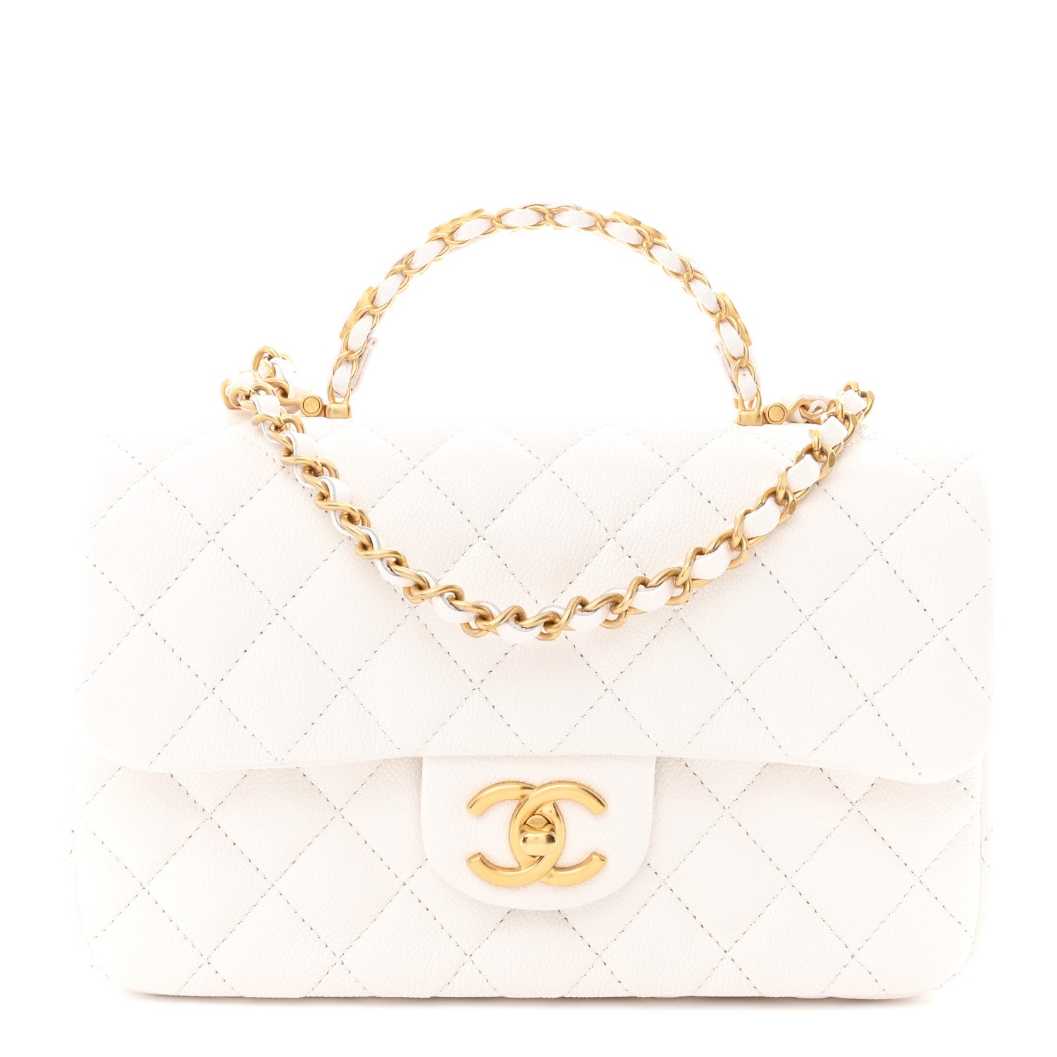 Chanel Caviar Quilted Small Handy CC Flap White 1797440 – FASHIONPHILE