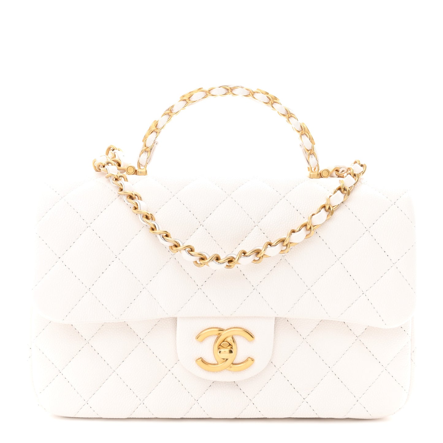 Caviar Quilted Small Handy CC Flap White