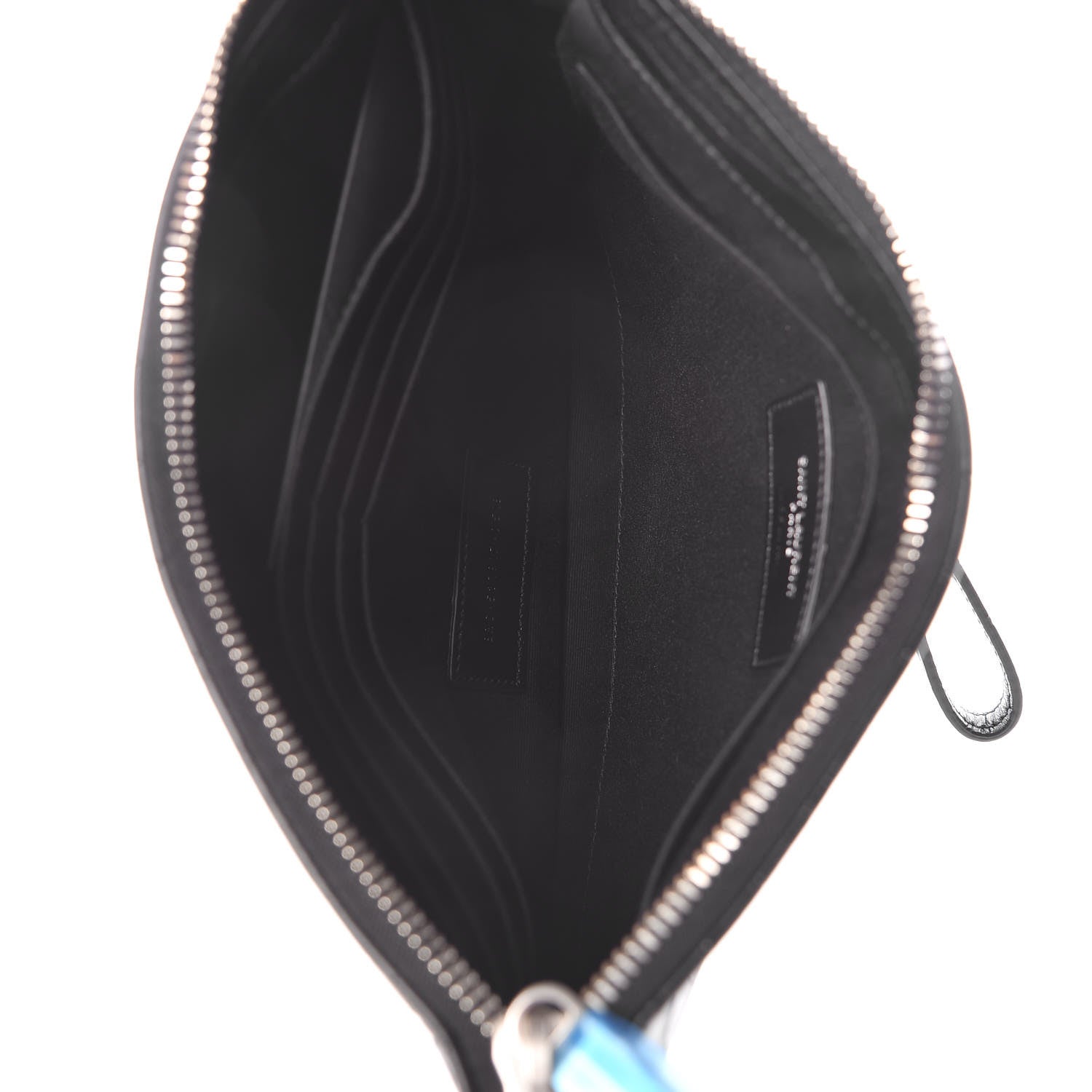 Saint Laurent Calfskin Crocodile Embossed Monogram Zip Pouch Black 5 of 9