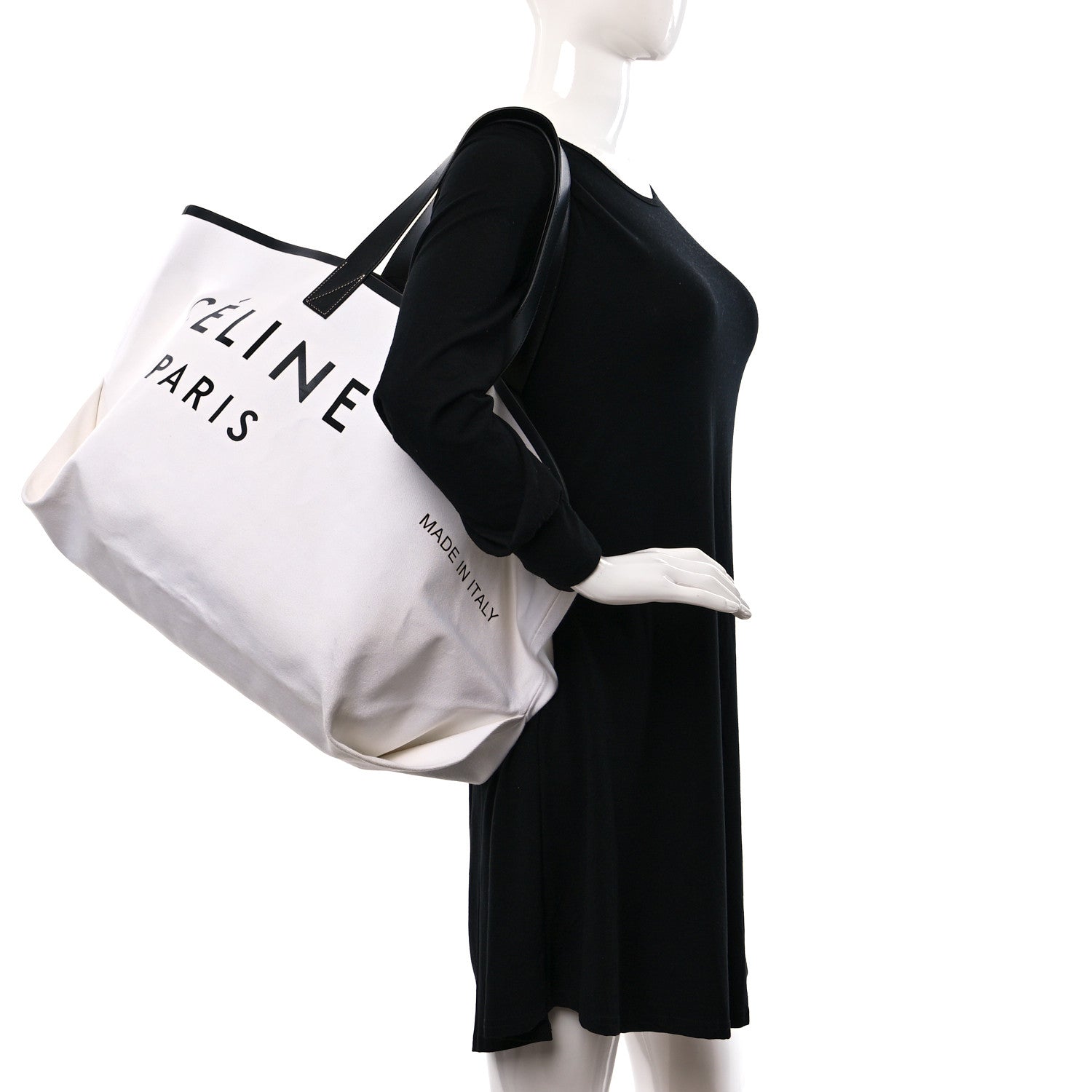 Celine Textile Medium Made In Tote Black White 2 of 9