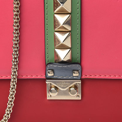 Valentino Garavani Vitello Medium Glam Lock Rockstud Flap Deep Rose Scarlet Grey Green 6 of 9