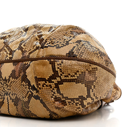 Gucci Snakeskin Medium Indy Top Handle Hobo Brown Beige 10 of 15