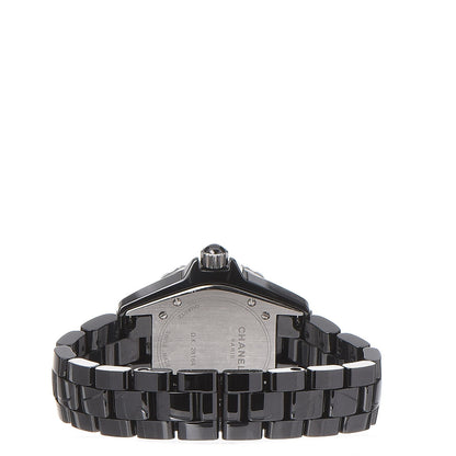 Chanel Stainless Steel Ceramic Diamond Pave Bezel 33mm J12 Quartz Watch Black 4 of 6