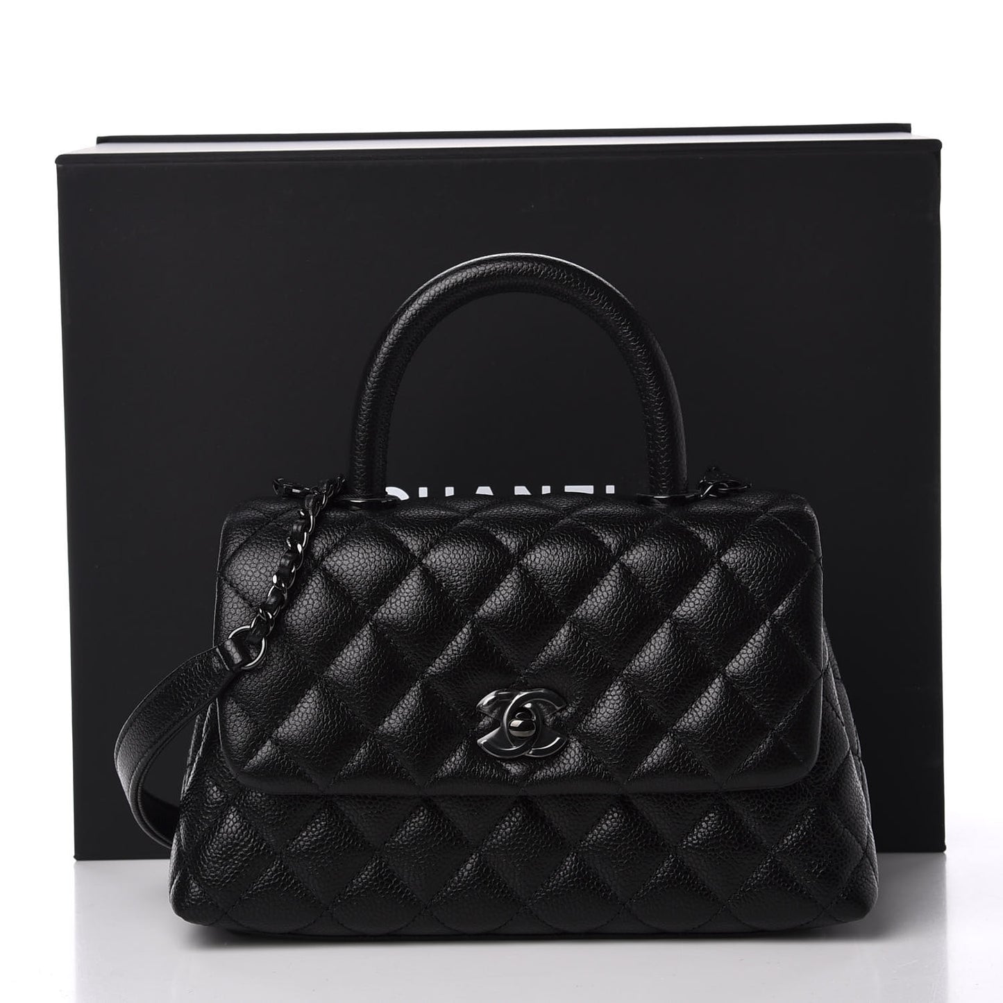 Caviar Quilted Mini Coco Handle Flap So Black