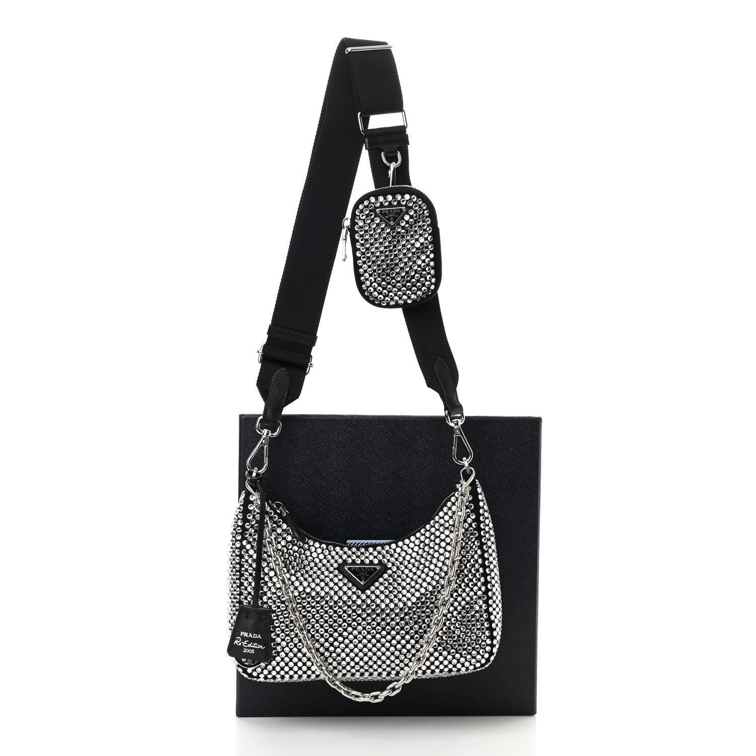 Prada Satin Crystal Re-Edition 2005 Shoulder Bag Cristal 12 of 12