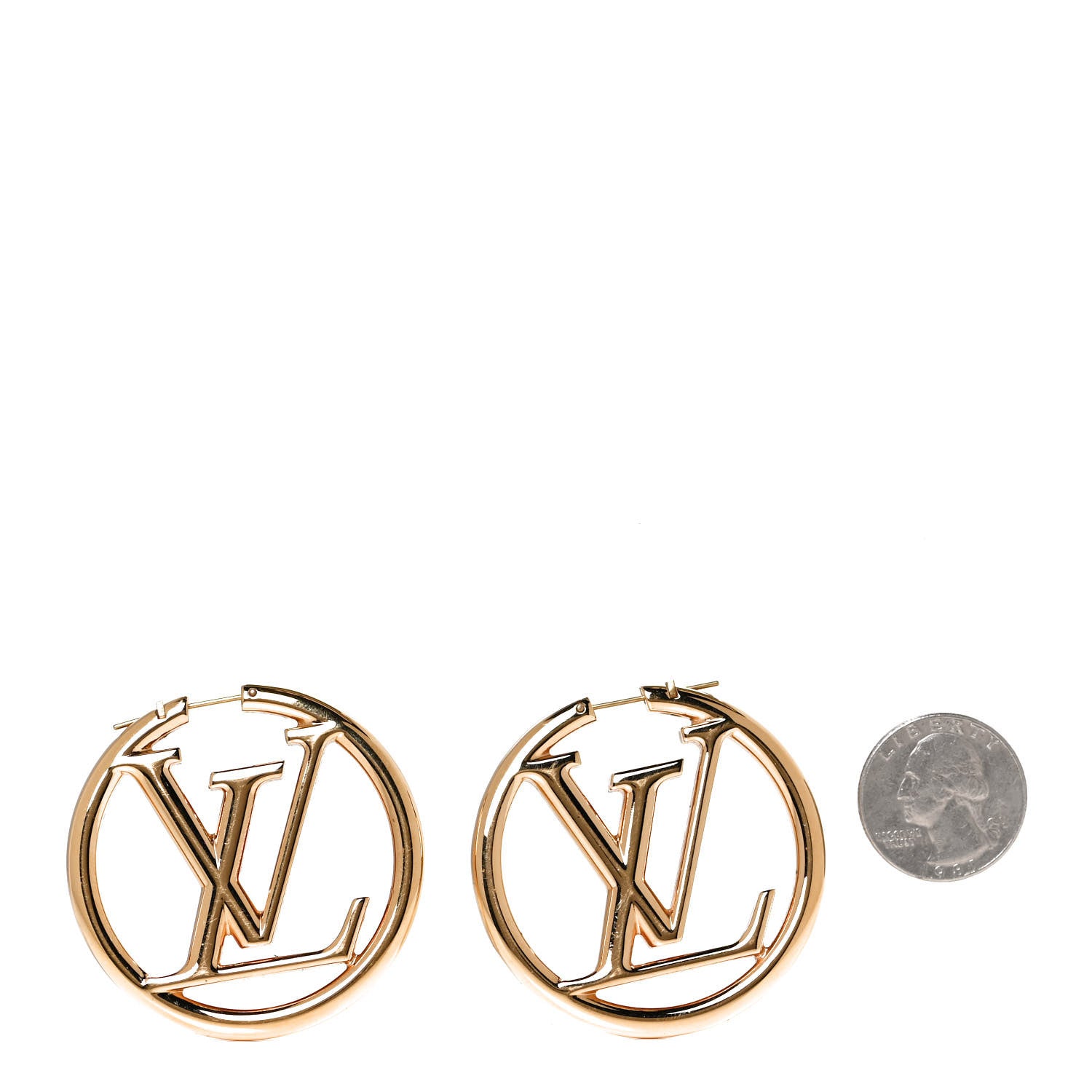 Louis Vuitton Metal Louise Hoop Earrings Gold 2 of 7