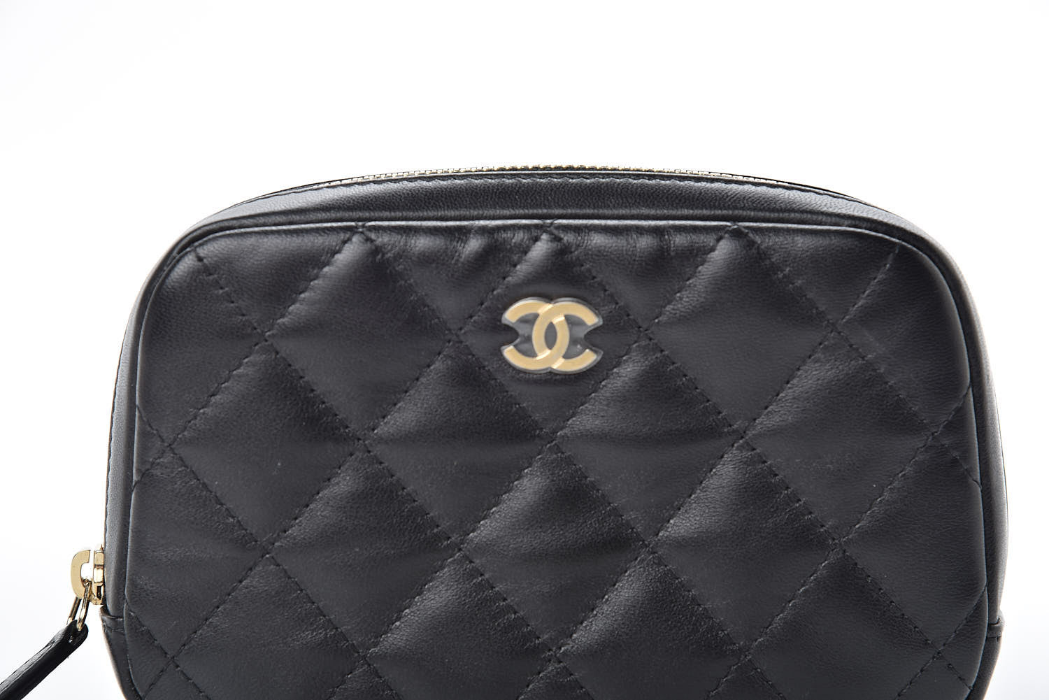 Chanel Lambskin Quilted Small Curvy Pouch Cosmetic Case Black 10 of 10