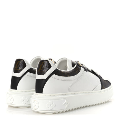Louis Vuitton Lambskin Embossed Monogram Time Out Sneakers 39 White Brown 5 of 11