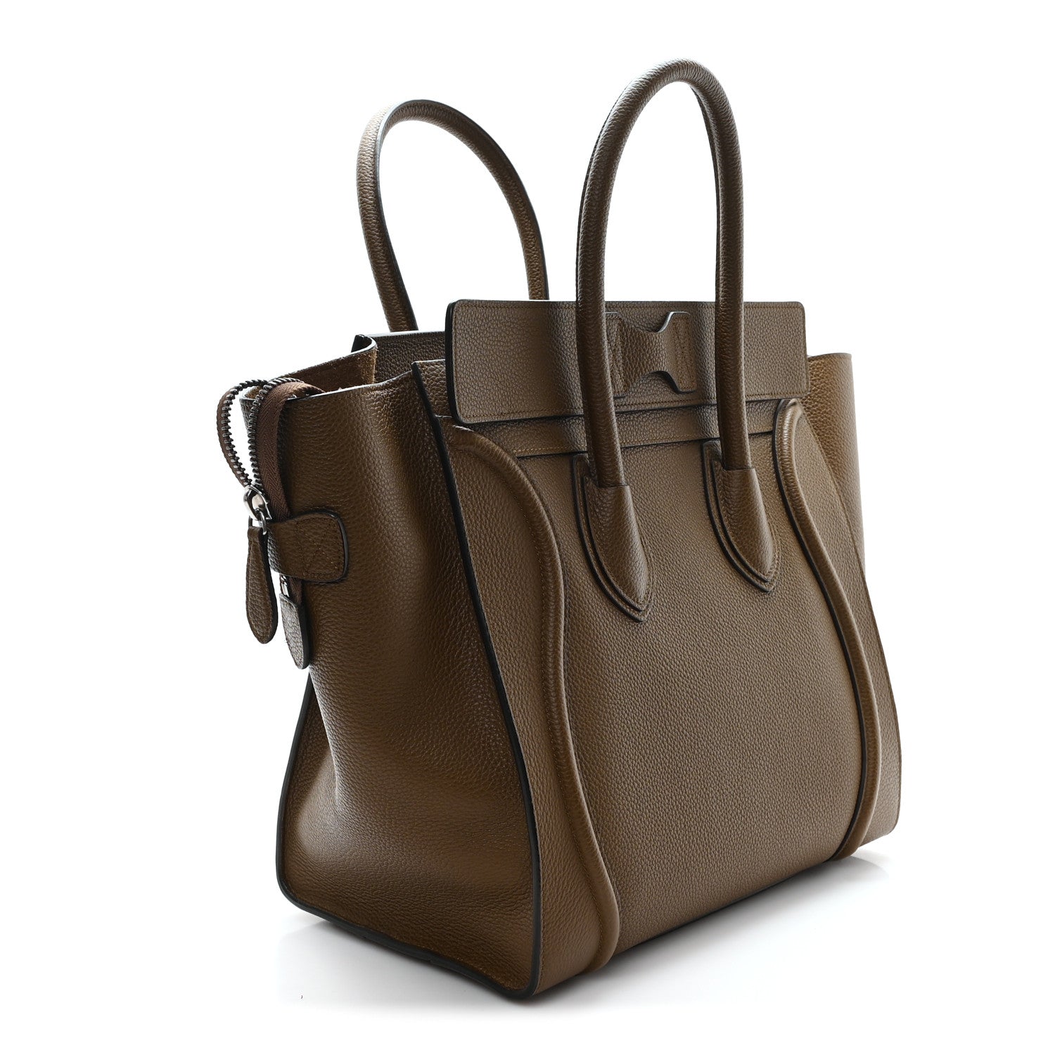 Celine Drummed Calfskin Mini Luggage Brown 3 of 9