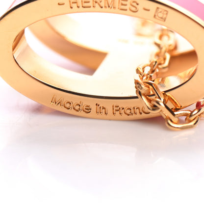 Hermes Lacquered Gold Pop H Pendant Necklace Rose Extreme 5 of 7