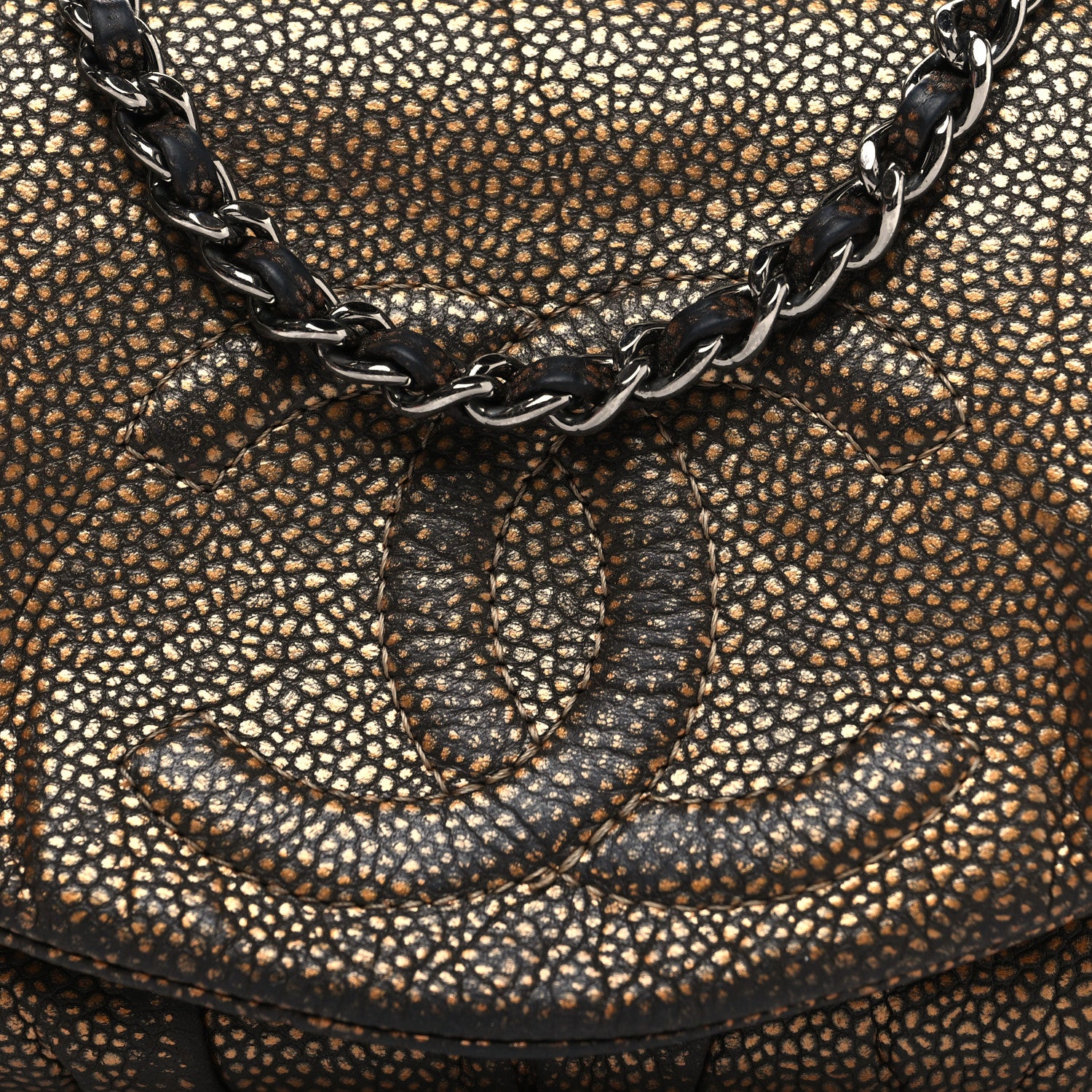 Chanel Metallic Caviar Half Moon Wallet On Chain WOC Bronze 9 of 15