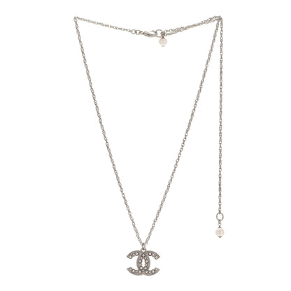 Chanel Crystal Pearl CC Pendant Necklace Silver 3 of 6