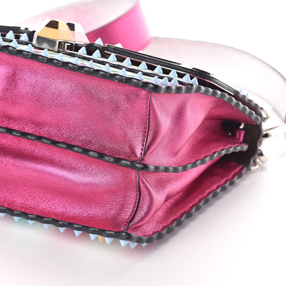 Fendi Metallic Calfskin Wonder Monster Kan I Shoulder Bag Pink Silver 9 of 9
