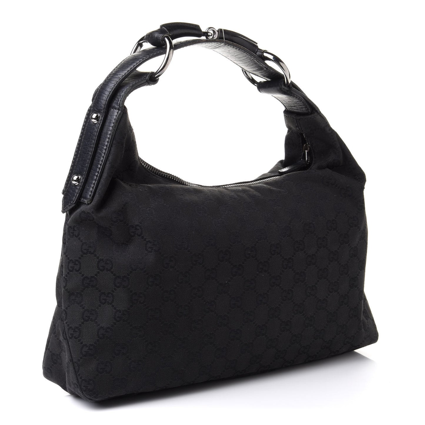 Monogram Medium Horsebit Chain Hobo Black