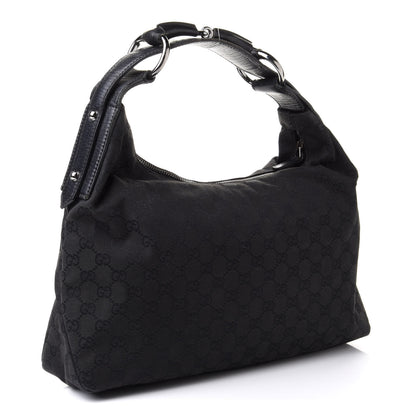 Gucci Monogram Medium Horsebit Chain Hobo Black 2 of 12