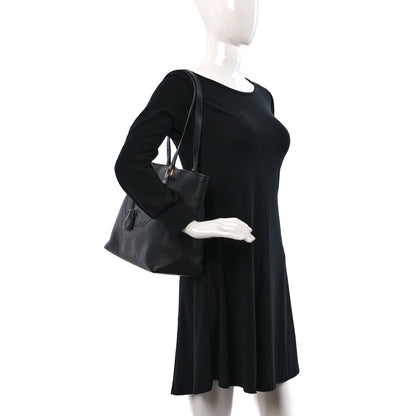 Prada Vitello Daino Embossed Logo Tote Black 2 of 16