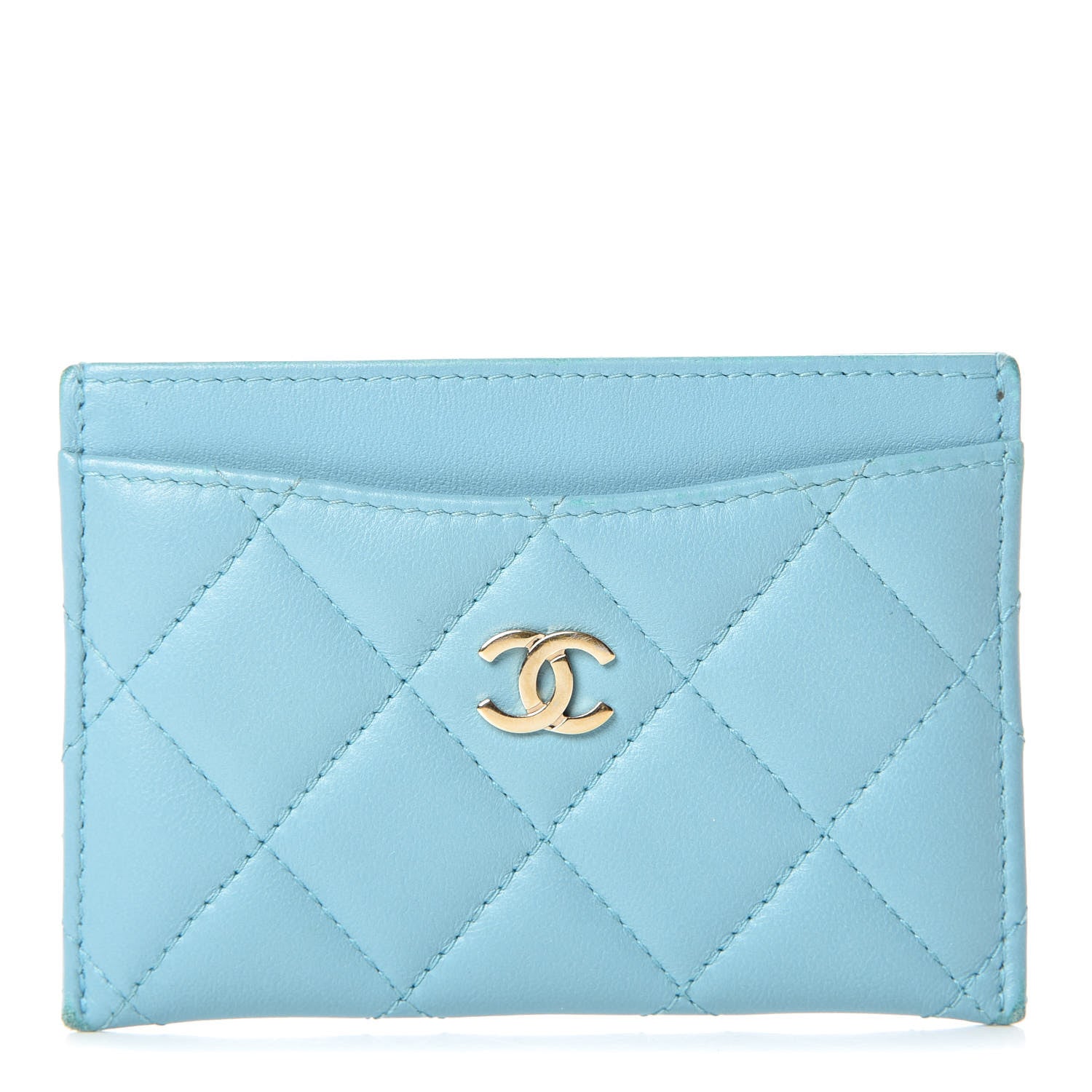 Chanel Lambskin Quilted Card Holder Blue 1 of 9