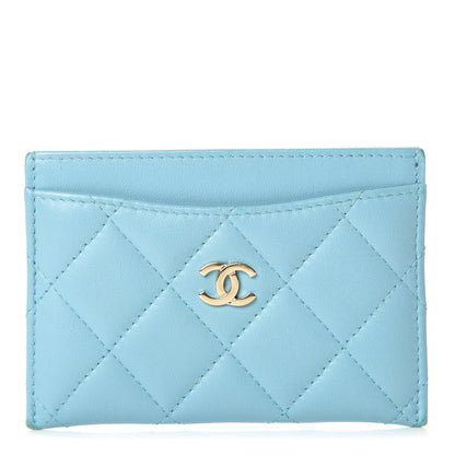 Chanel Lambskin Quilted Card Holder Blue 1 of 9
