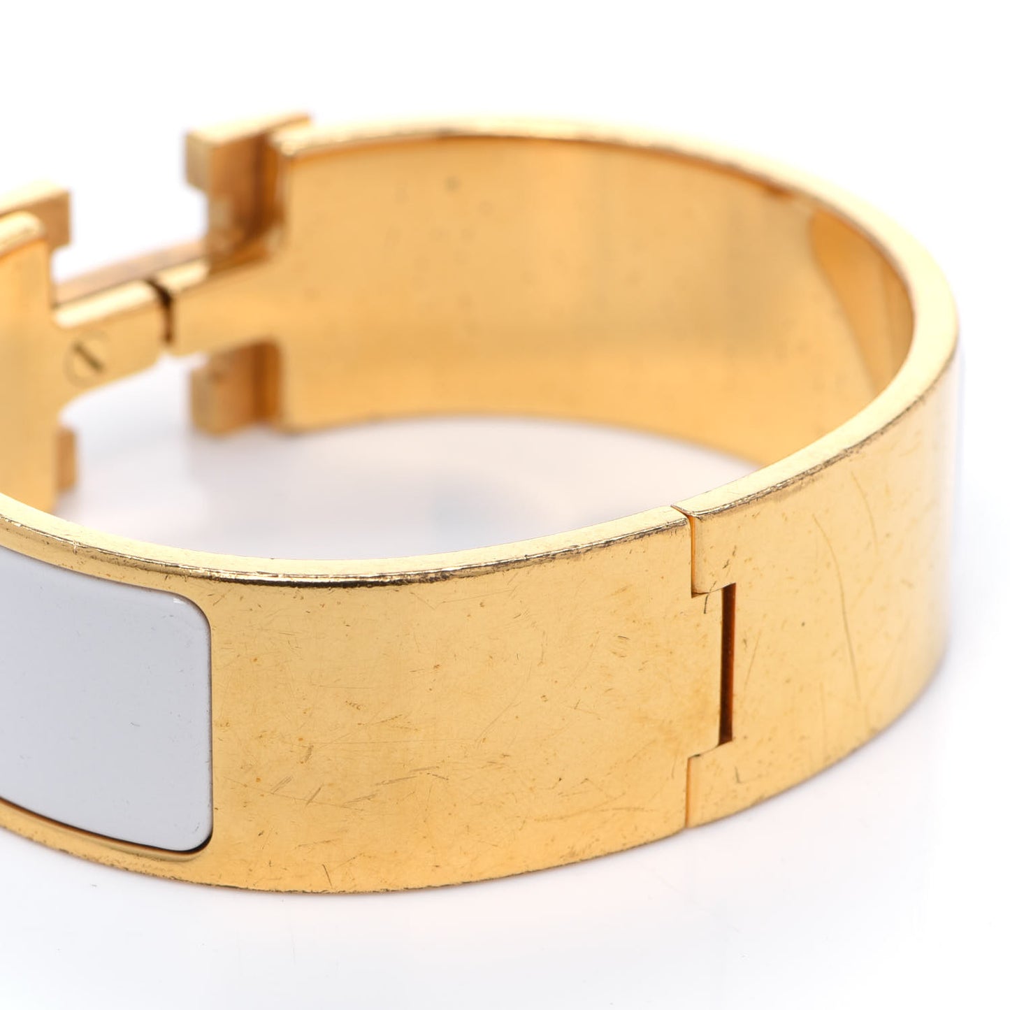 Enamel Wide Clic Clac H Bracelet PM White