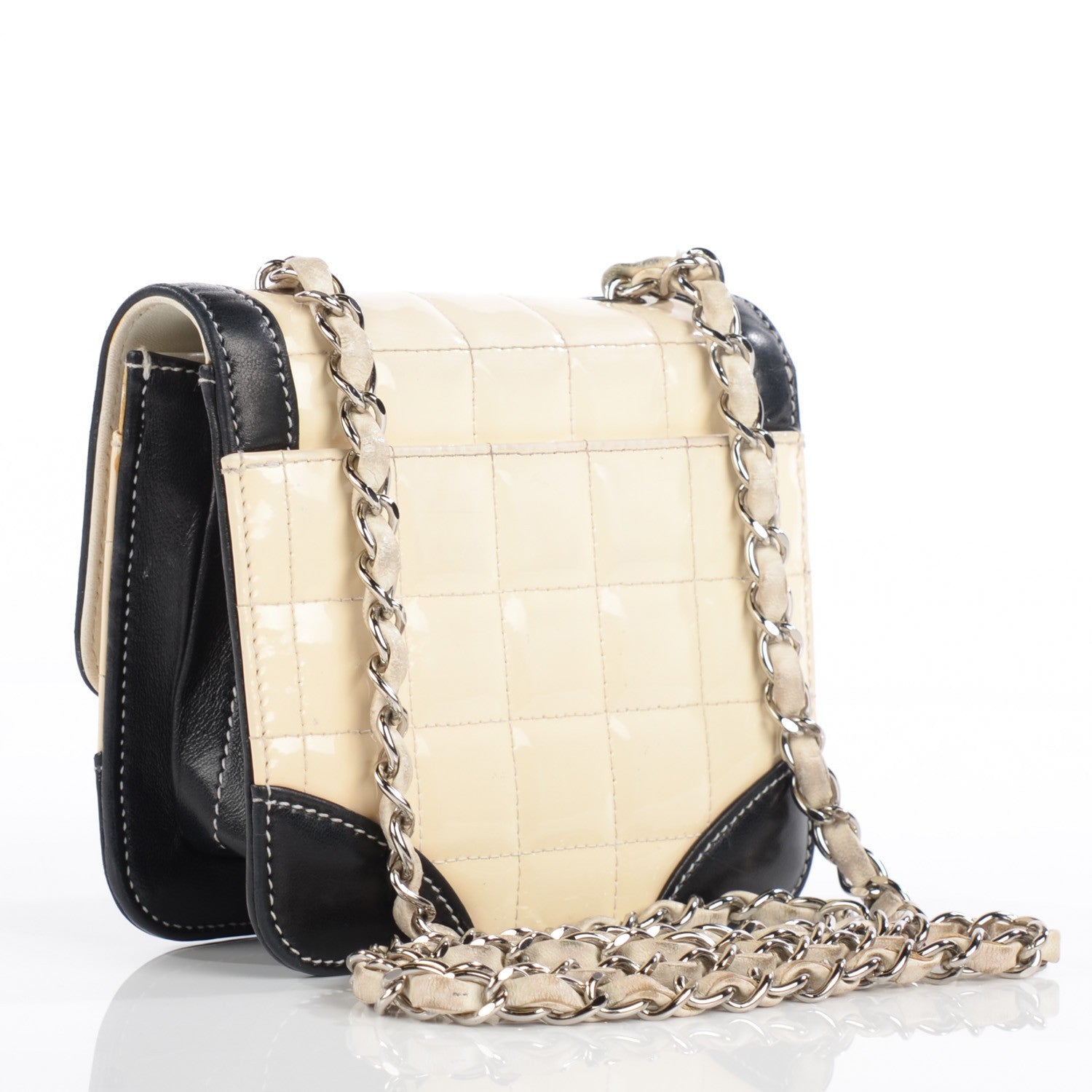 Chanel Patent Square Quilt Mini Flap White Black 3 of 9