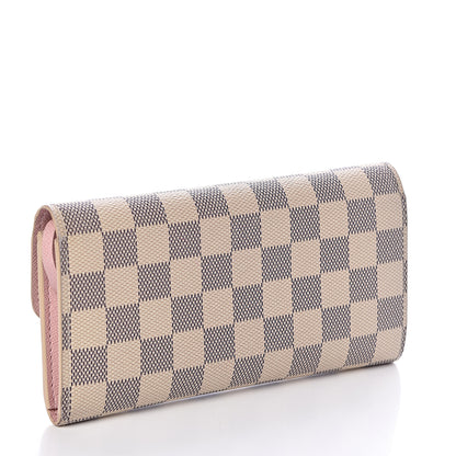Louis Vuitton Damier Azur Emilie Wallet Rose Ballerine 3 of 7