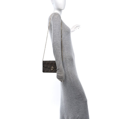 Fendi Vitello Ceylon Bi-Color FF 1974 Embossed FF Diamonds Chain Wallet Maya Black 2 of 12