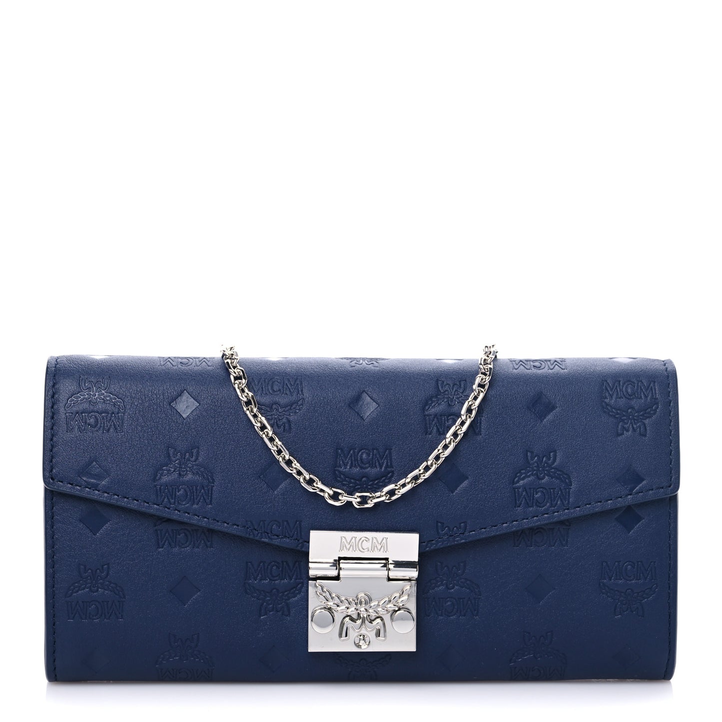 Calfskin Ottomar Large Patricia Wallet On Chain Navy Blue