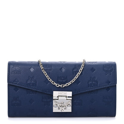 MCM Calfskin Ottomar Large Patricia Wallet On Chain Navy Blue 1 of 5