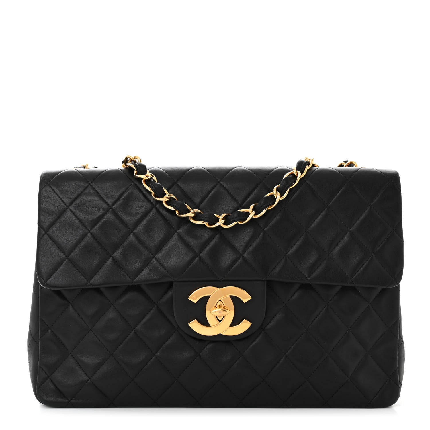 Chanel Lambskin Quilted XL Jumbo Single Flap Black 1 of 10