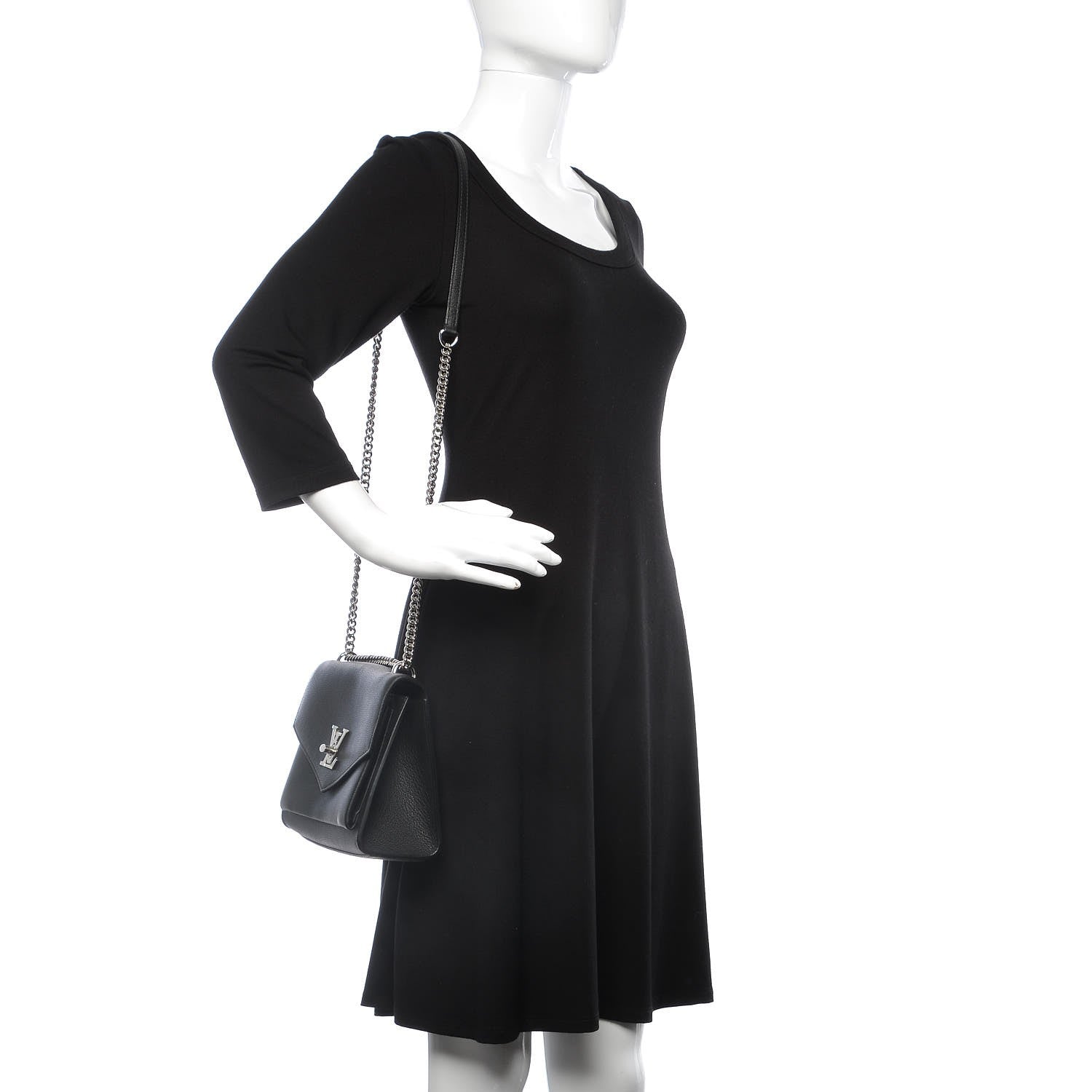 Louis Vuitton Soft Calfskin My Lockme Chain Bag BB Black 2 of 8