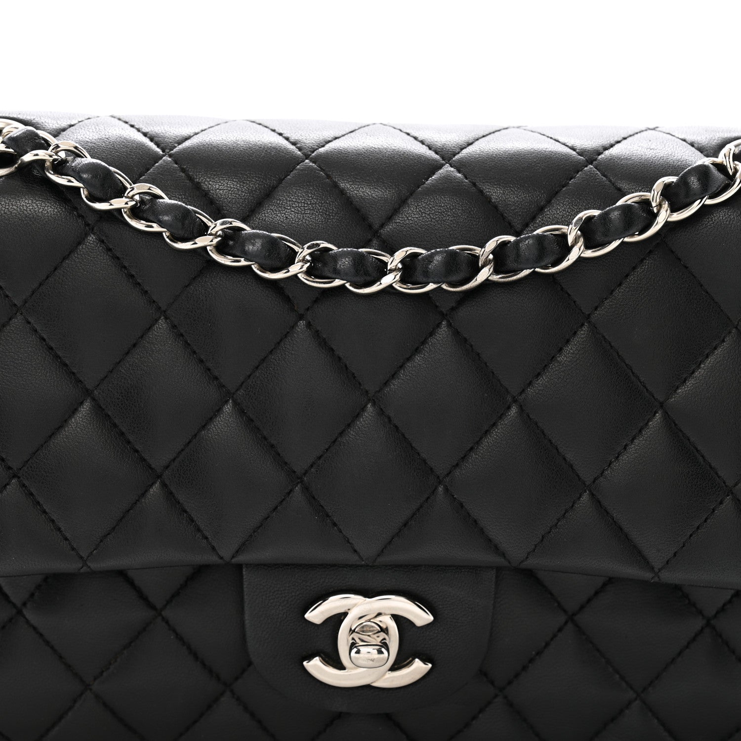 Chanel Lambskin Quilted Medium Double Flap Black 8 of 10