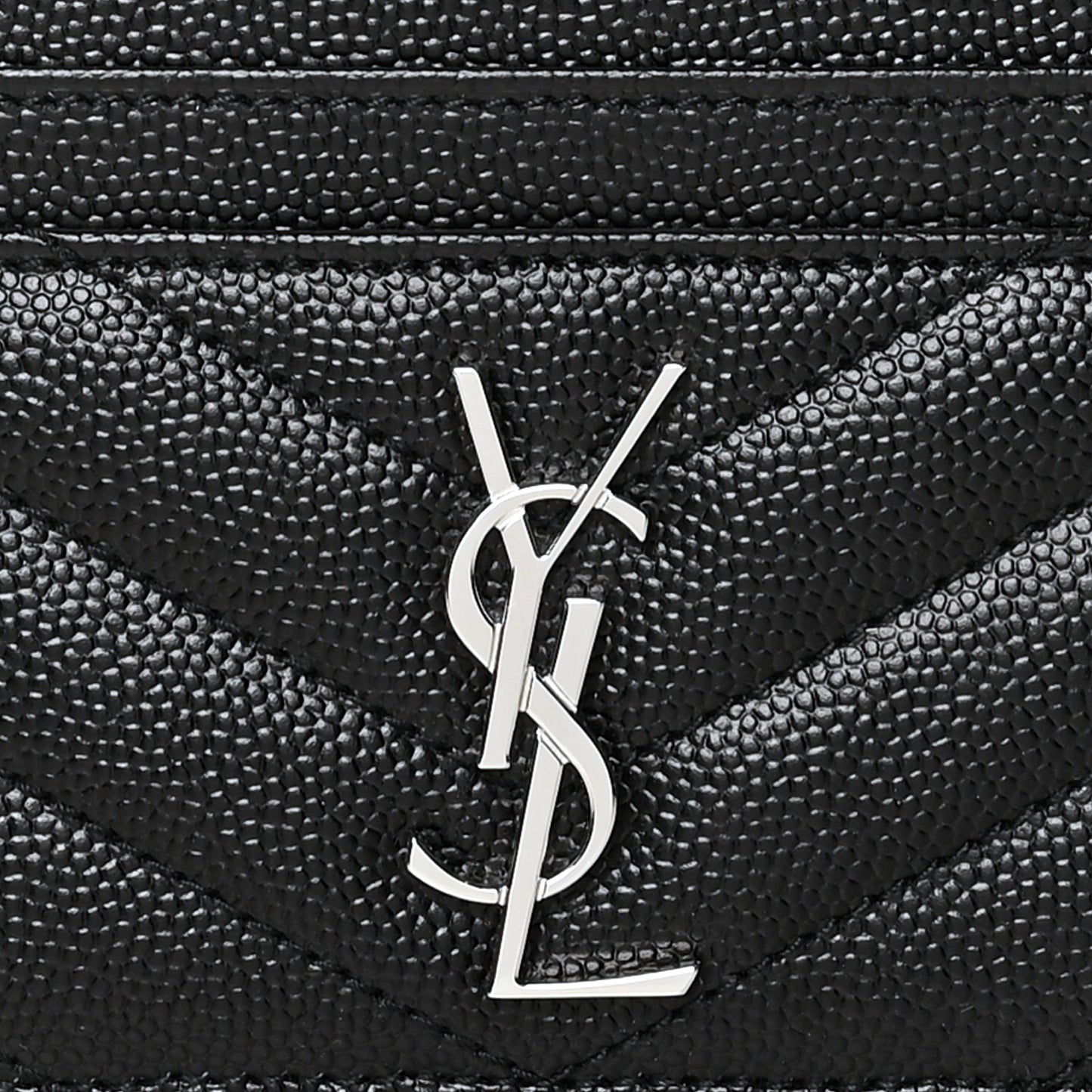 Grain De Poudre Matelasse Chevron Monogram Credit Card Case Black